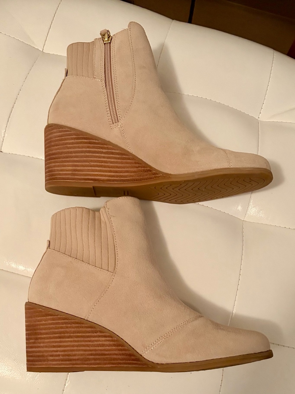 TOMS Sadie Suede Wedge Bootie with Side Zip